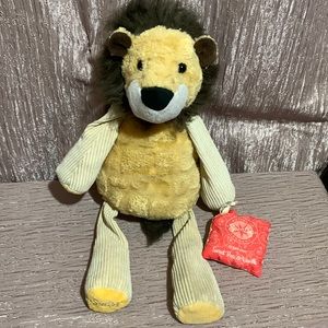 Scentsy Buddy Lion Yellow Brown Corduroy Scented Stuffed Plush 15" w/Pouch